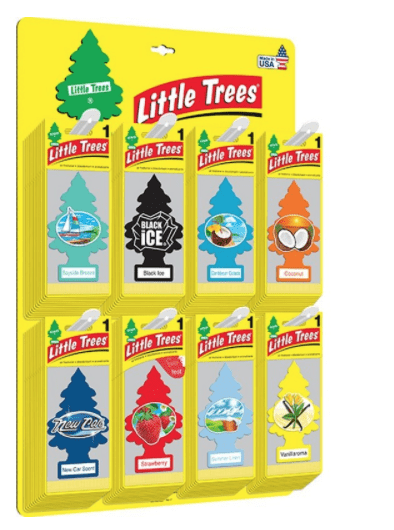 A display of little trees air freshener