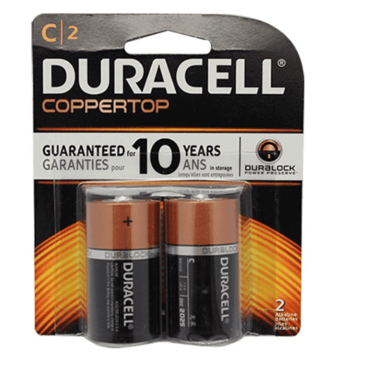 A package of batteries is shown.