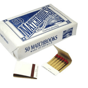 A box of matches and some matches in it