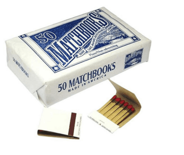 A box of matches and some matches in it