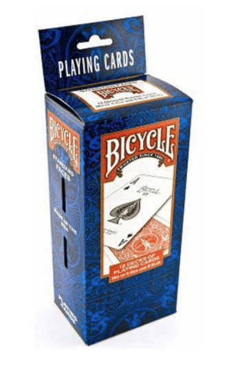 A box of playing cards with the bicycle logo on it.