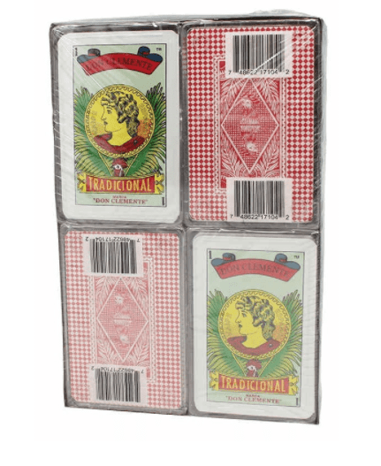 A set of playing cards in plastic case.