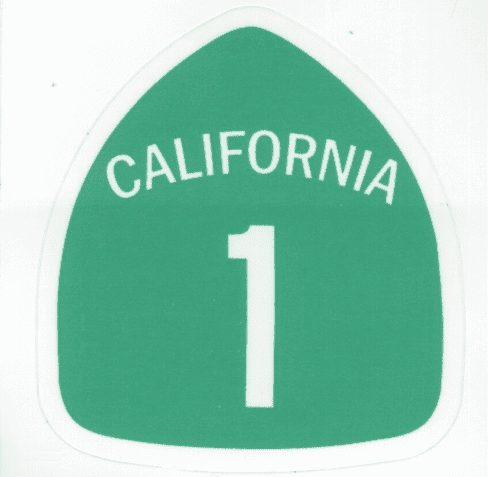 A green sticker with the number 1 in california.