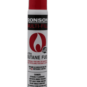 A red tube of gas is sitting on the floor.