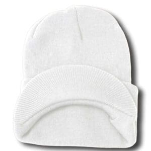 A white hat with a folded up brim.