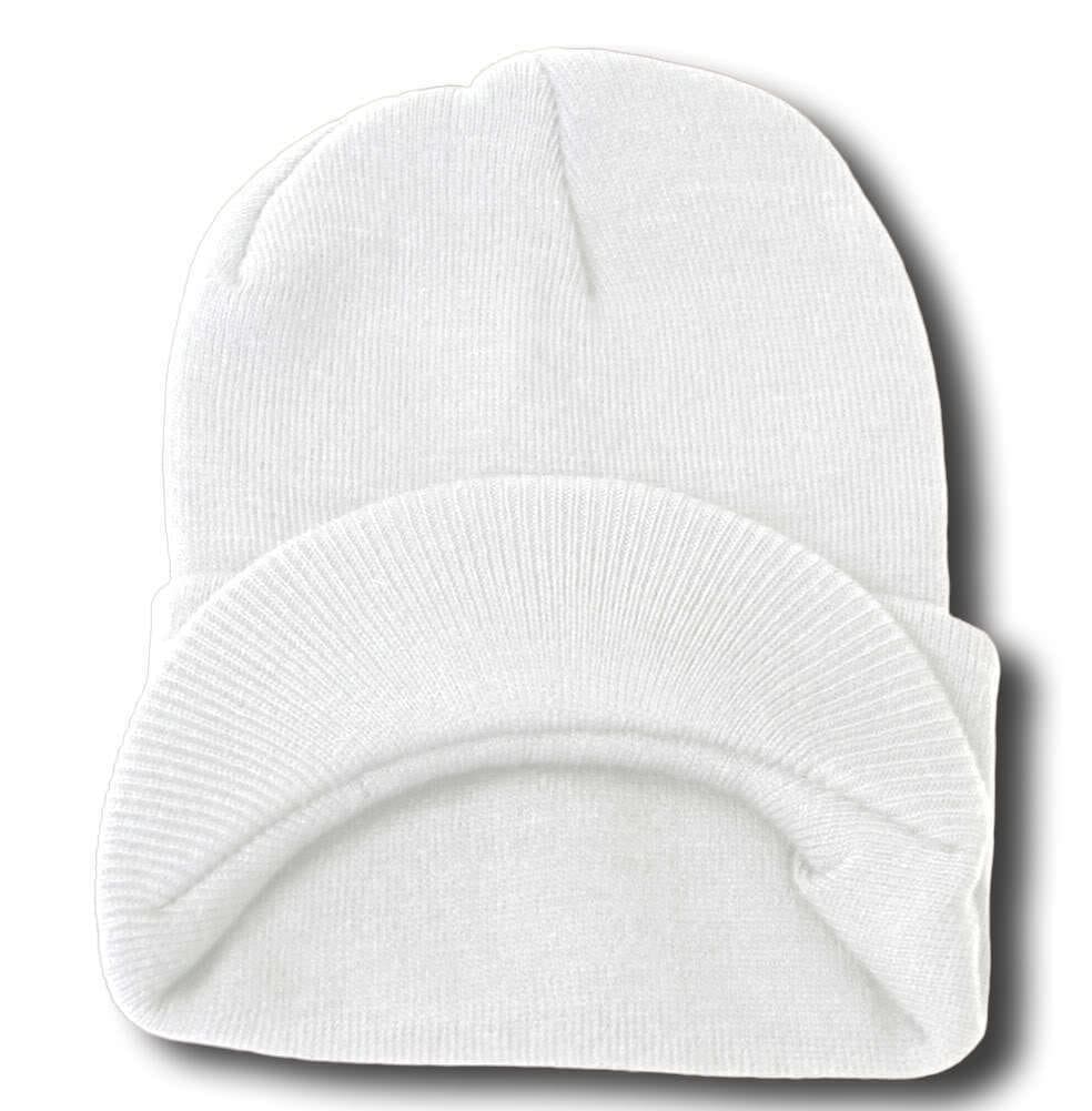 A white hat with a folded up brim.