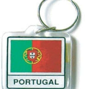 A keychain with the flag of portugal on it.