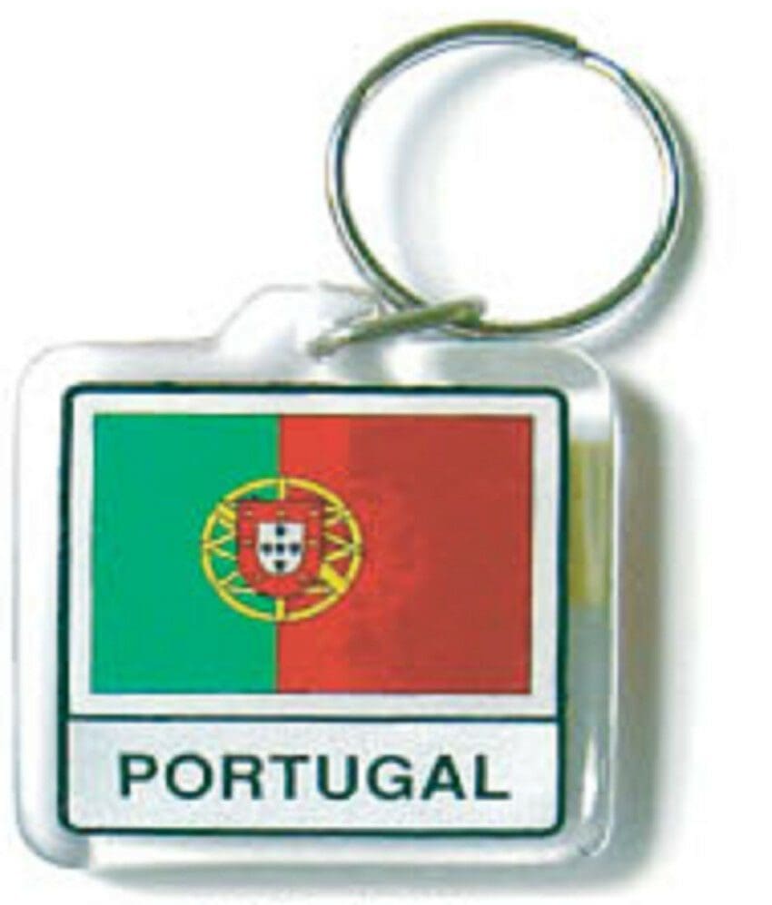 A keychain with the flag of portugal on it.