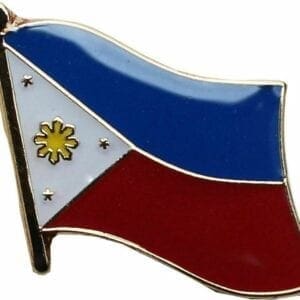 A flag of the philippines is shown on this pin.