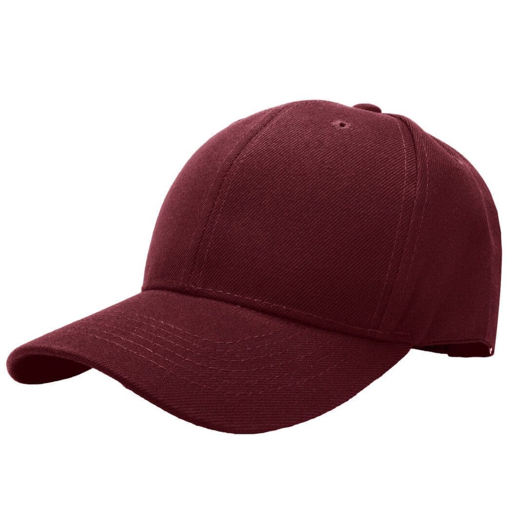 A maroon hat is shown with no background.