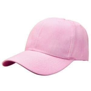 A pink baseball cap is shown on a white background.