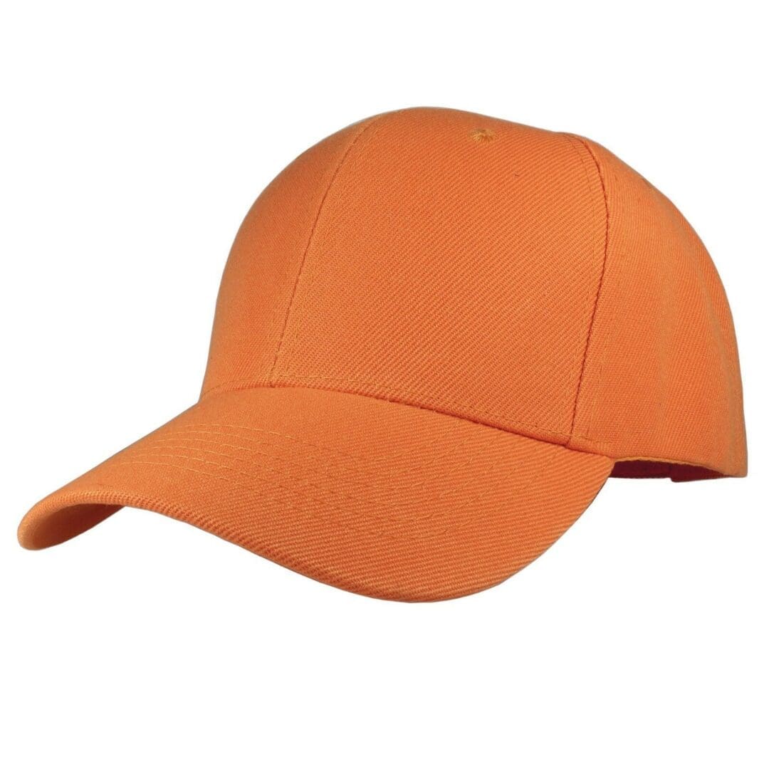 A baseball cap is shown in orange.