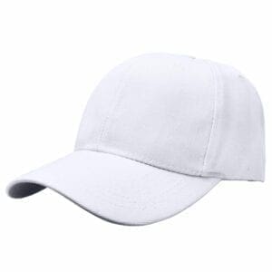 A white baseball cap is shown with no hat.