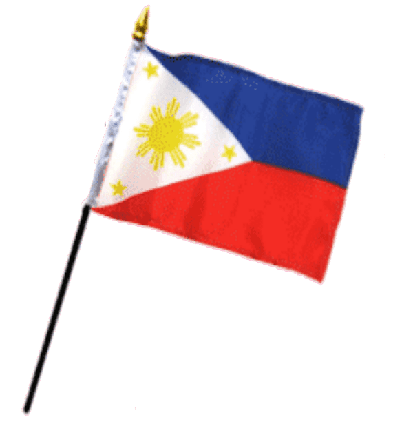 A small flag of the philippines is waving.