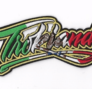 A patch of the word tijuana in mexican colors.