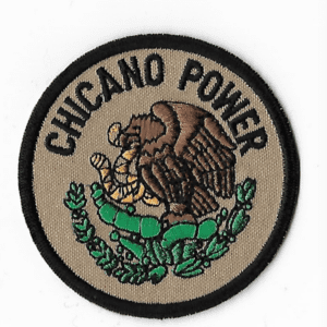 A patch of the chicano power logo.