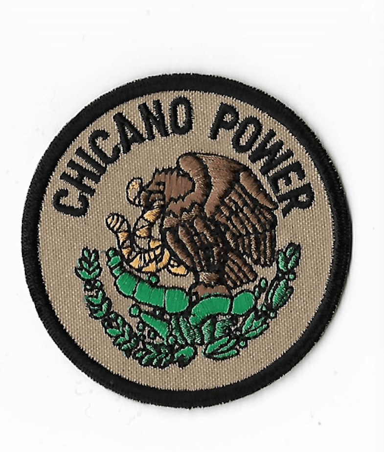 A patch of the chicano power logo.