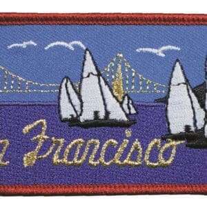 A patch of the bay bridge with sailboats in it.