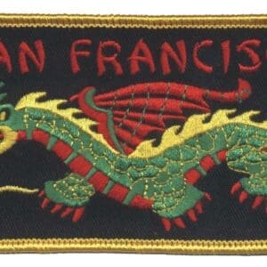 A patch of the city of san francisco with a dragon on it.