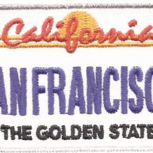 A patch of california and san francisco on the back.