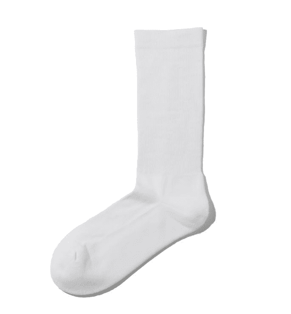 A white sock is shown on the ground.