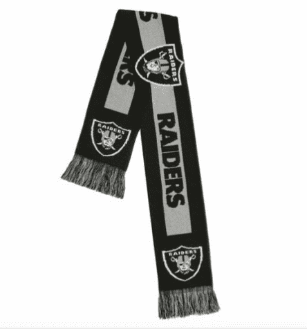 A raiders scarf is shown here.