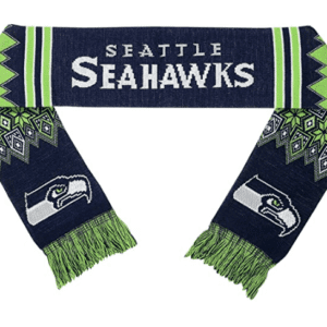 A seattle seahawks scarf with the team logo on it.