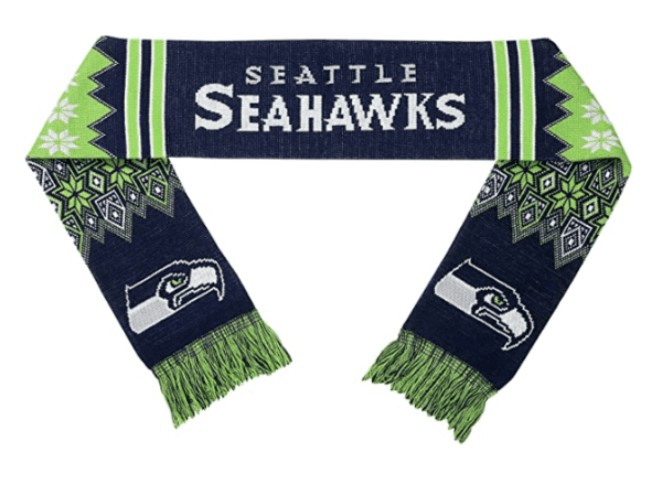 A seattle seahawks scarf with the team logo on it.