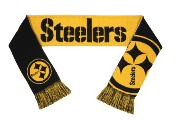 A steelers scarf with the word " steelers " on it.