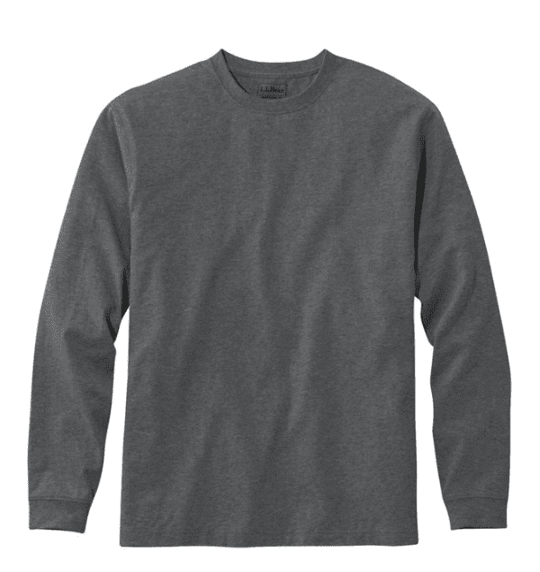 A long sleeve t-shirt with a round neck.