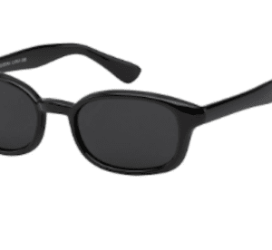 A pair of sunglasses is shown with the lens missing.