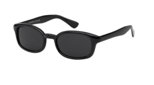 A pair of sunglasses is shown with the lens missing.