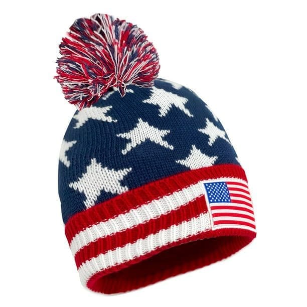 A patriotic hat with an american flag on it.