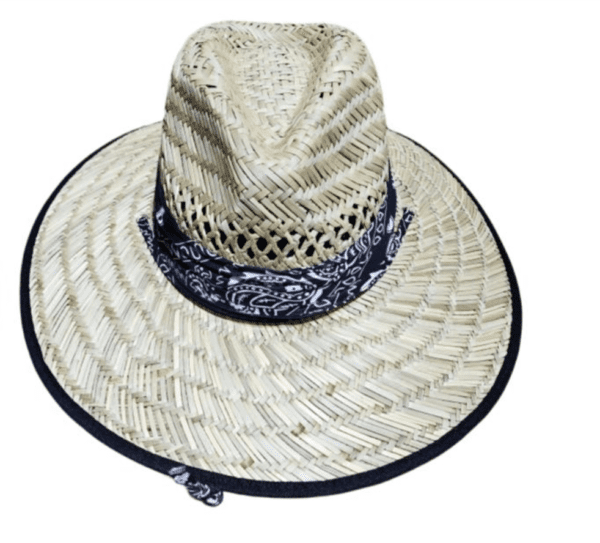 Black Bandana Straw Hat