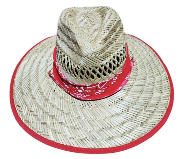 Red Bandana Straw Hat