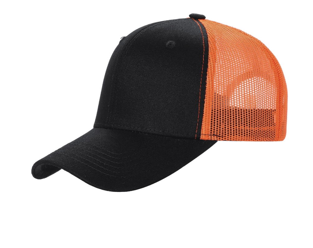 Trucker Mesh Cap Curved Black Orange