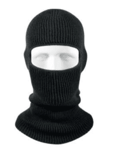Black knitted balaclava face mask.